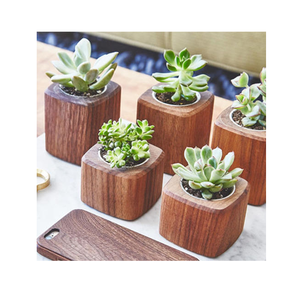 Macetas colgantes cuadradas de madera decorativas para el hogar, para plantas verdes de interior, macetero de diseño moderno - Product Image 2