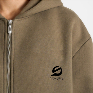 Nouveaux survêtements streetwear pour hommes en molleton 100% coton, coupe ample, personnalisables, avec fermeture éclair et manches longues, pour l'hiver - Product Image 6