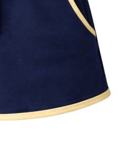 Shorts en molleton de coton bleu marine pour femme, personnalisés par le fabricant, avec contraste, taille élastique, décontractés, pour l'été, le sport et la détente - Product Image 6