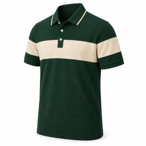 Polo de Manga Corta para Hombre, con Bloques de Color, Rayas, Tejido de Punto, Corte Regular, Cierre de Botones, Tela Piqué - Product Image 2