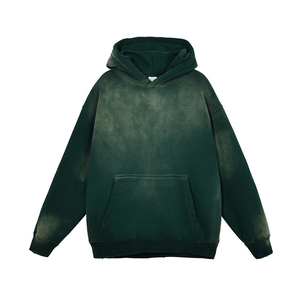 เสื้อฮู้ดดี้วินเทจทรงโอเวอร์ไซส์ ผ้าฟลีซคอตตอนย้อมสีแบบมิเนอรัลวอช แขนเสื้อแบบดรอปโชว์เดอร์ สไตล์สตรีทแวร์สำหรับผู้ชาย - Product Image 5