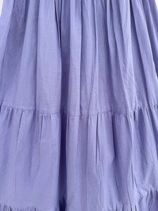 Robe longue pour femme violette à manches bouffantes, corsage smocké, coupe trapèze, en coton, ourlet évasé, couleur unie, tenue décontractée d'été, élégante et festive - Product Image 5