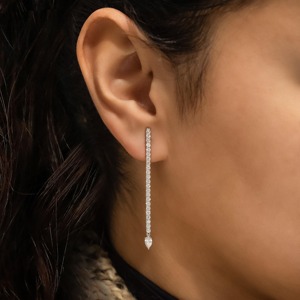 Pendientes de Aro Colgantes con Diamantes en Forma de Pera, Diseño Lineal de 2 Pulgadas, Joyería Elegante con Diamantes Naturales Brillantes, Regalo de Novia - Product Image 1