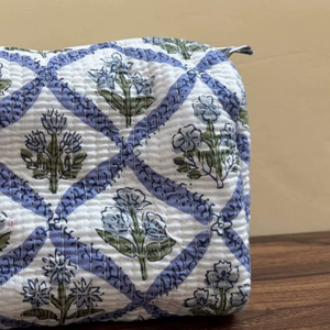 Bolsa de Maquillaje Acolchada de Algodón con Estampado a Mano, Organizador de Cosméticos de Viaje, Juego de 3 Bolsas, Precio al por Mayor - Product Image 3