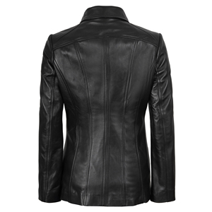 Women's Genuine Leather Motorcycle <b>Jacket</b> Turn-down Collar Full Sleeve Zipper Closure Autumn Solid Color Biker Style - Product Image 5