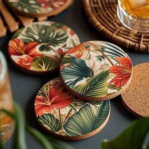 Premium Wooden Beverage Coasters Handmade Wood Cup <b>Mat</b> for Dining Table Kitchen <b>Bar</b> Coffee Shop Decor - Product Image 3