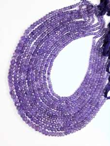 Cuentas facetadas de amatista natural de Brasil de 4-4.5 mm, cuentas facetadas de amatista genuina para la fabricación de joyería al por mayor. - Product Image 3