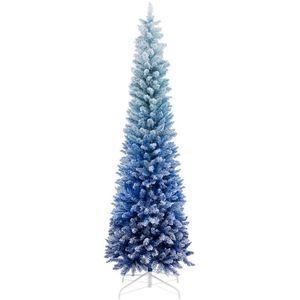 7 Feet Blue Gradient Snow Flocked Artificial <b>Christmas</b> <b>Tree</b> - Product Image 1
