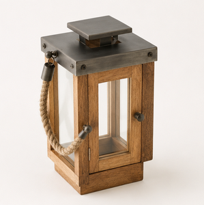 Exclusive Eco-Friendly Wooden Candle Lantern <b>Rope</b> Handle Black Metal Top for Farmhouse Home Decor Christmas Wedding Centerpieces - Product Image 6
