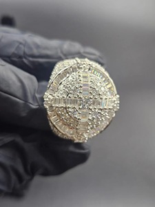 <b>Men</b> Hip Hop <b>Ring</b> Moissanite <b>Ring</b> 925 Sterling Silver 14K White Gold Plated Baguette and Round Cut Iced Out for <b>Men</b> <b>Ring</b> - Product Image 2
