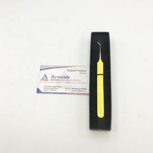 Pince à cils professionnelle de haute qualité en acier inoxydable avec logo personnalisé, à pointe diamantée, 45 degrés, multi-pointes, couleur jaune - Product Image 4