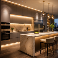 Ensemble de meubles de cuisine modernes sans poignées en bois massif écologique, modulaire, à assembler soi-même (RTA), garantie 5 ans et plus pour appartement