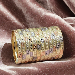 Bracelet en or plaqué trois tons en gros, bracelets tendance, bracelets en or multicolores, bijoux trois tons, bijoux bracelets tricolores - Product Image 4