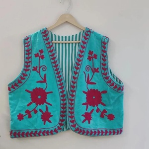 Suzani <b>Velvet</b> Vest Hand Embroidered Boho Waistcoat Vintage Floral Sleeveless <b>Jacket</b> Festival Bohemian Layer Ethnic Gift - Product Image 1