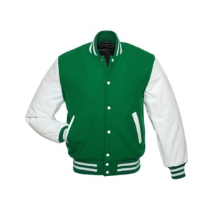 ผู้ผลิต OEM เสื้อแจ็คเก็ตเบสบอลคุณภาพสูงสำหรับวิทยาลัย  แบบ Letterman  ปักลาย Chenille  ตกแต่งด้วยหนัง  เสื้อแจ็คเก็ต Varsity สำหรับผู้ชาย - Product Image 1