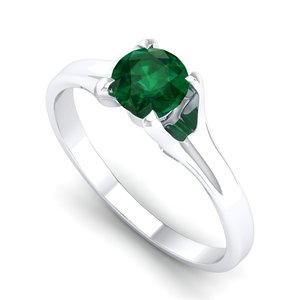 Anillos de plata de ley 925 de lujo REYES con moissanita certificada GRA para mujer, corte redondo, 0.84 quilates, con gema esmeralda. - Product Image 2