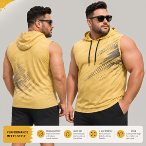 <b>Men</b> Custom Printed Hooded Tank Top Plus Size Fitness Wear Compression <b>Singlet</b> Quick Dry Yoga Top <b>Men</b> Customized Sportswear Vest - Product Image 3
