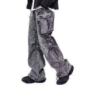 Pantalones Vaqueros de Mezclilla para Hombre al por Mayor, Estilo Urbano, Casual, Unisex, Oversize, Holgados, Transpirables, Ecológicos, Lavado a la Piedra, Pierna Ancha - Product Image 1