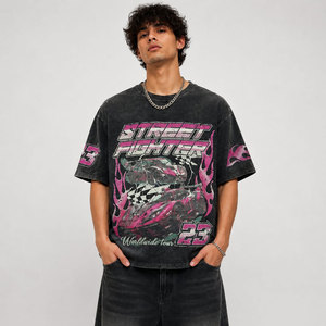 Camiseta Extra Grande para Hombre, Manga Corta, Cuello Redondo, Algodón, Estampado de Street Fighter, Diseño de Auto, Estilo Urbano - Product Image 5