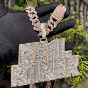 จี้เพชรโมอิสซาไนต์แบบกำหนดเอง สไตล์ฮิปฮอป VVS ประดับเพชรเต็มตัว  จี้ตัวอักษรเงินแท้ 925  จี้เพชรโมอิสซาไนต์สั่งทำ - Product Image 6