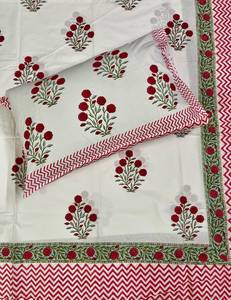 Ensemble de draps en coton imprimé au bloc avec taies d'oreiller assorties, literie indienne faite à la main, textile de décoration bohème pour la maison, vente en gros B2B - Product Image 3