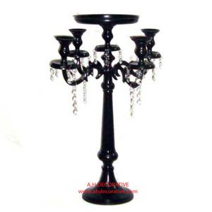 Factory Offer Gold <b>Candelabra</b> With Round Tray for Flowers/Decorative item Crystal Beaded Candle Holder Stand for Party & Wedding - Product Image 4