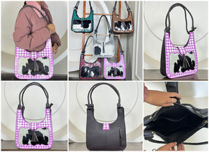 Sac à bandoulière en cuir à carreaux pour femmes, tendance 2026, sac à main de luxe en cuir de vache véritable avec poils, pour femmes - Product Image 3