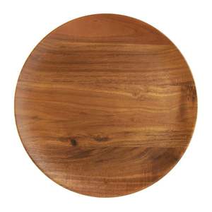 Assiette de service rustique en bois de noyer, assiette de luxe ronde en bois d'acacia, plateau de service pour décoration de table de mariage ou de fête, assiette de 13 pouces - Product Image 3