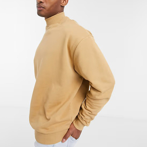 Suéter de Punto para Hombre, Color Sólido, Manga Larga, Corte Regular, para Otoño, 100% Algodón, Diseño de Cuello Alto - Product Image 1