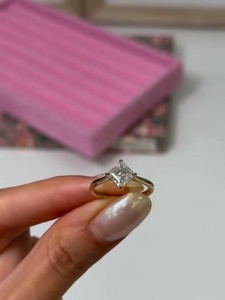 1.30 CT Asscher Cut Moissanite 925 <b>Silver</b> Engagement <b>Ring</b> in Yellow Gold Plated Minimalist <b>Solitaire</b> Promise <b>Ring</b> - Product Image 5