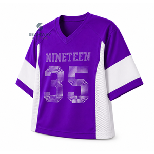 NCNW Sorority Women's Bling Football Jersey V Neck <b>Short</b> Sleeve <b>Mesh</b> Panel Moisture Wicking Performance Team Jersey - Product Image 2