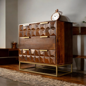 Modern Solid Farmhouse <b>Sideboard</b> Cabinet Modular 5+ Drawers Living Room <b>Kitchen</b> Dining Hotel Furniture Durable Wooden Home - Product Image 6