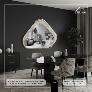 Elegante marco de espejo SS PVD mejorado con laminación de tela premium para un acabado único y lujoso - Product Image 6