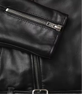 Chaqueta de Motociclista Unisex de Cuero PU Negro para Primavera/Otoño, Estilo Vintage, con Cierre, de Secado Rápido, Manga Larga, Diseño Urbano - Product Image 5