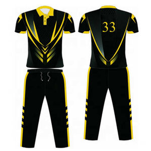 Custom Sublimated Cricket Uniform Kit Yellow Black Team Jersey Pants Tank Top With Number 13 All Seasons Unisex Adult - Product Image 2
