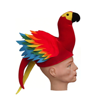 Sombrero de Fiesta con Forma de Loro, Diseño de Plumas Coloridas para Carnaval, Cosplay, Deportes, Pesca, Servicio OEM ODM, Diseño Gratuito, Suministro al por Mayor