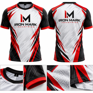 Camiseta de poliéster sublimada personalizada Iron Mark para hombre, transpirable, de manga corta, uniforme de equipo con detección de aguja de fusión sin costuras - Product Image 1