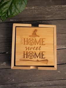 Premium Home Sweet Home Coaster Set For Coffee Tea <b>Table</b> <b>Protection</b> Office Gift For Colleagues And Corporate Events From India - Product Image 6
