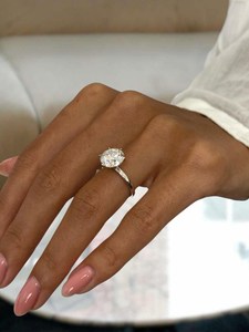 Moissanite 5CT Round Cut Diamond Solitaire Gorgeous <b>Ring</b> For Women's original 925 Silver Fine Wedding Promise Gift For Lovers - Product Image 5