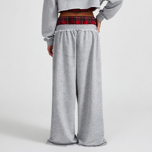 Pantalones de chándal anchos de cintura superpuesta Glory para mujer, de algodón, informales, holgados, para descansar, venta al por mayor, OEM - Product Image 2