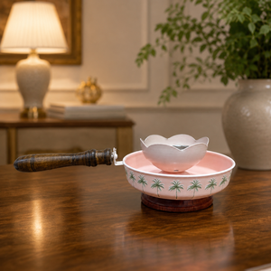 Handmade Pink Mabkhara Metal Incense Burner with Wooden Handle Palm Tree Design for <b>Bakhoor</b> <b>Oud</b> Mobkhar - Product Image 5