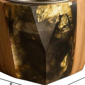 Luxury Hexagonal Wood and Resin <b>Bakhoor</b> Burner Geometric Incense Censer with Stainless Steel Bowl for <b>Oud</b> and Frankincense - Product Image 2