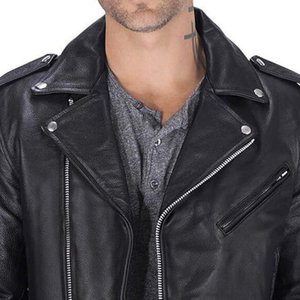 Veste en cuir vintage noire personnalisée avec fermeture éclair pour hommes, style streetwear, haute qualité, idéale pour l'hiver, vente en gros - Product Image 3