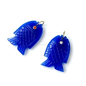 Pendentif Poisson en Jade Bleu AAA, Collier en Argent 925 Fait Main avec Pierre Précieuse, Breloque en Cristal de Guérison Sculptée à la Main, Bijoux de Luxe Tendance en Gros - Product Image 2