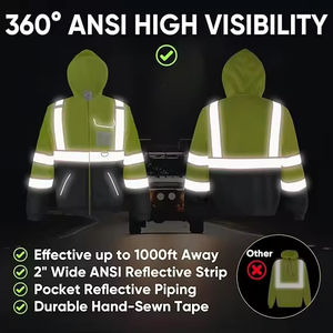 Ropa de Trabajo de Seguridad de Alta Visibilidad ANSI Clase 3 con Cremallera Completa, Unisex, para Adultos, con Logotipo Personalizado, Reflectante, Impermeable, con Luz LED Industrial - Product Image 2