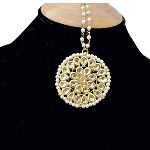Ethnic Style Zinc Alloy Hair <b>Clip</b> With White Pearls Pink Beads Handmade For Wedding Bridal Occasions - Product Image 2