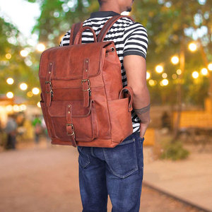 Mochilas de cuero fabricadas por OEM para hombres y mujeres, elegantes y a la moda, con diseño de patrón sólido. - Product Image 4