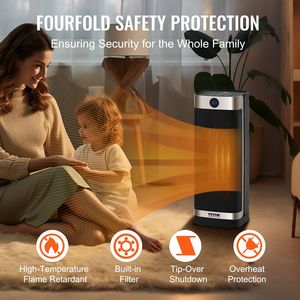 เครื่องทำความร้อนไฟฟ้าแบบเซรามิกขนาด 16 นิ้ว พร้อมรีโมทคอนโทรล ปรับระดับความร้อนได้ 2 ระดับ เงียบ ปลอดภัย ป้องกันการล้มและการร้อนเกิน - Product Image 4