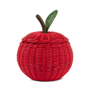 Beautiful Toy Storage Basket Apple Shaped Rattan Woven Container Nursery Room Decor Functional Kids Room <b>Books</b> Storage Bin Whole - Product Image 1