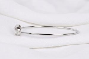 Women's 925 <b>Silver</b> Rhodium Plated Cuff <b>Bracelet</b> With Marquise And Emerald Cut Diamond Geometric Design Classic Style - Product Image 2